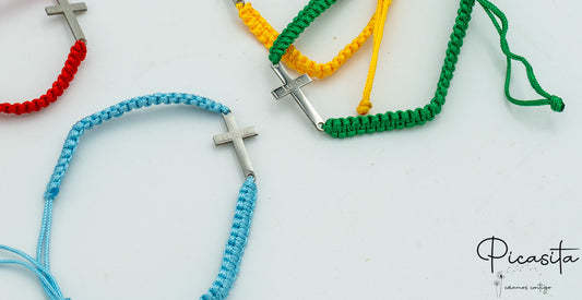 Pulseras Coloridas con Cruz Grabable