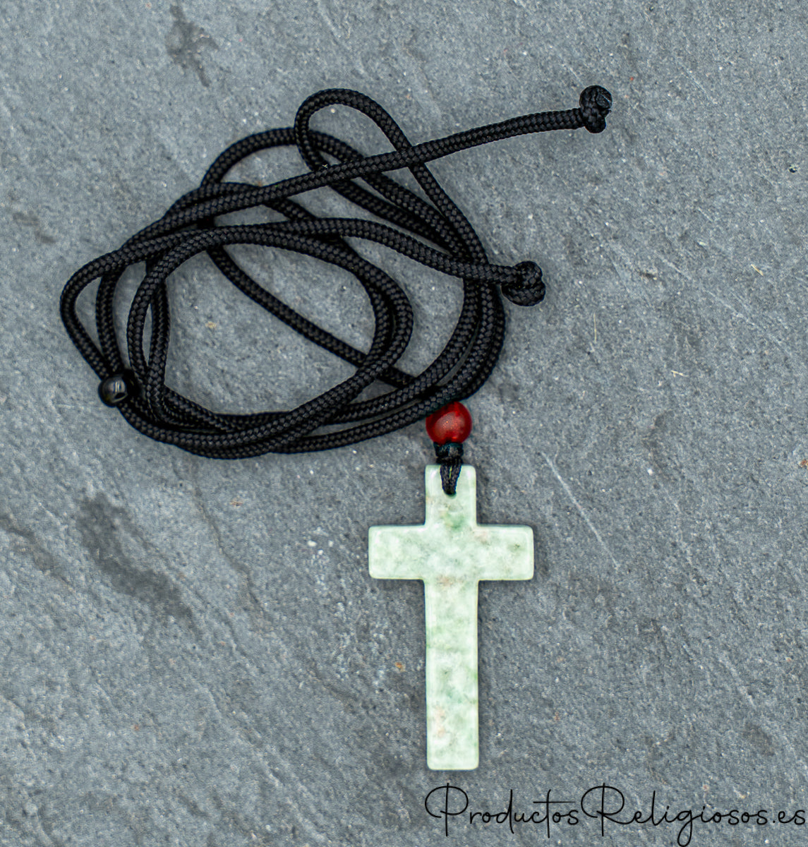 Colgante de Cruz de Piedra con Cordón Cruz Mediana Azul