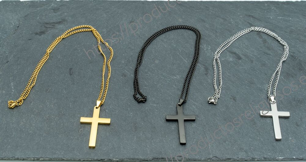 Collar Cruz Grabado y Personalizado (plano ambas caras)