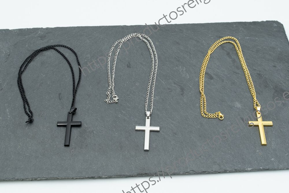 Collar Cruz Grabado y Personalizado (plano ambas caras)