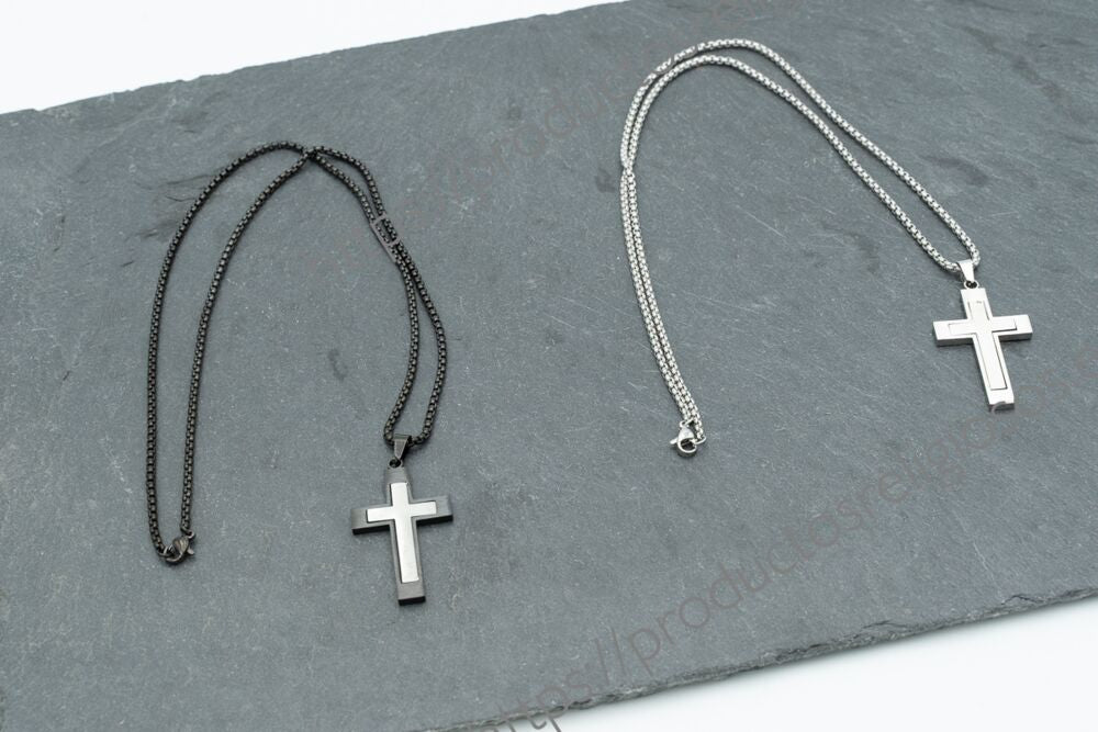 Collar Cruz Grabado y Personalizado (plano ambas caras)