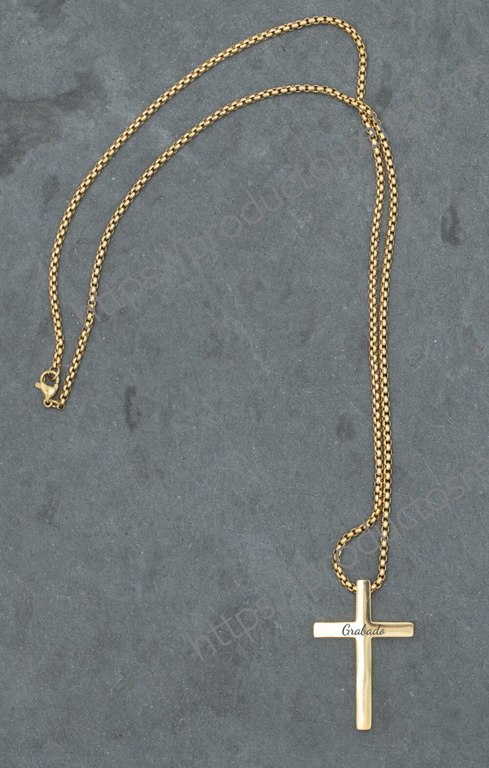 Collar Cruz Grabado y Personalizado (plano ambas caras)