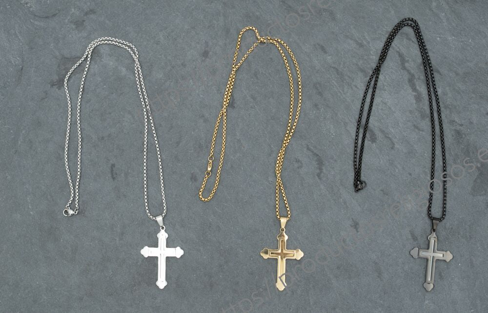 Collar Cruz Grabado y Personalizado (plano ambas caras)