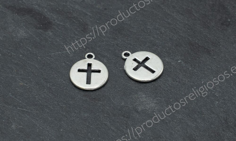 Dijes de Cruz Pequeños Cruz 18mm Plateada