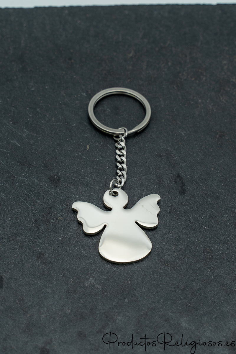 Llavero Ángel de Acero Inoxidable Grabable