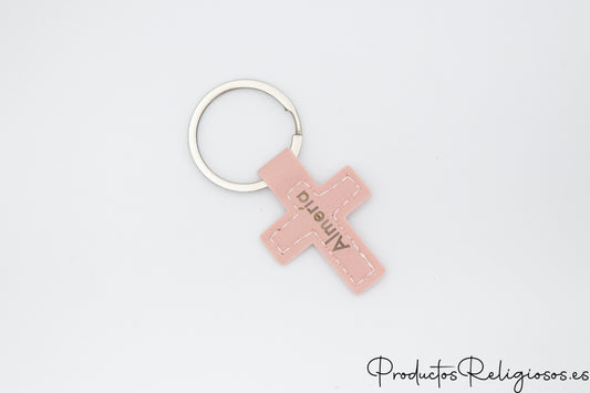 Llavero de Cruz de Cuero Sintético Personalizado