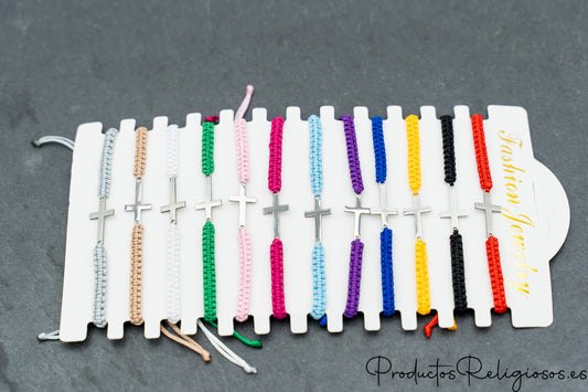 Pulseras Coloridas con Cruz Grabable