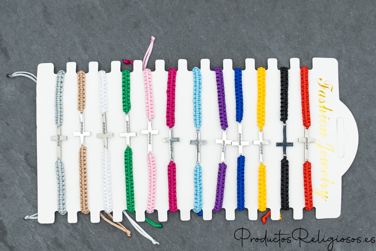 Pulseras Coloridas con Cruz Grabable