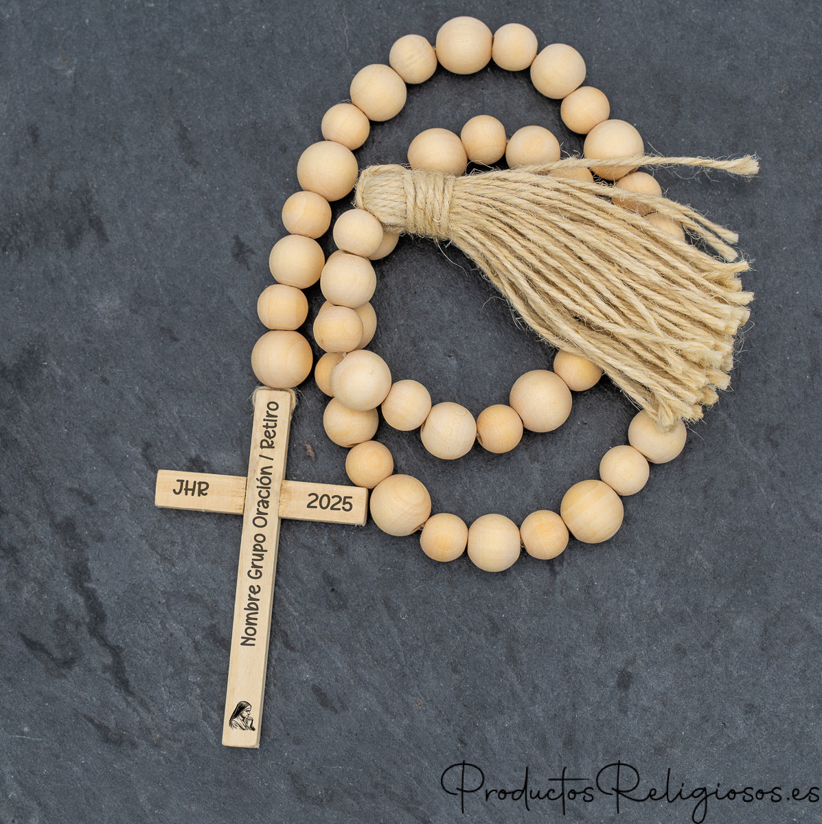 Rosario Grande de Madera con Cruz Grabable