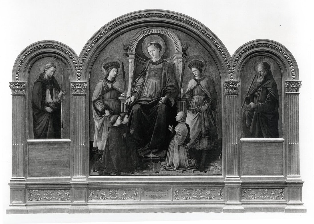 Pintura de altar que muestra a San Lorenzo entronizado rodeado de santos y donantes.