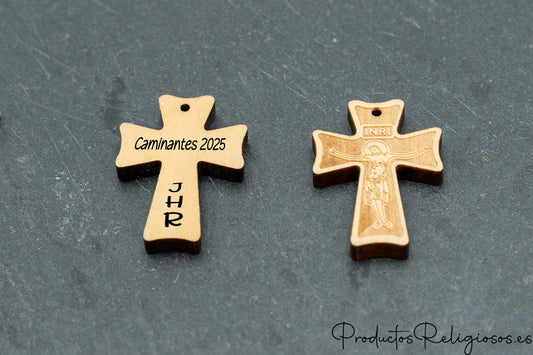 Colgante Cruz de Madera con Grabado Comunitario (Texto o Imagen)