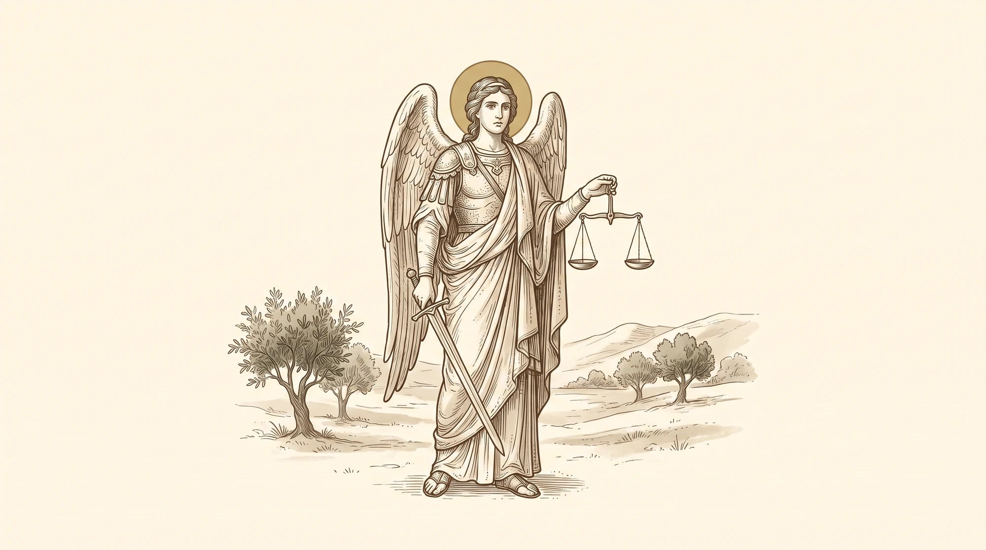 Ilustración devocional de la oración San Miguel Arcángel