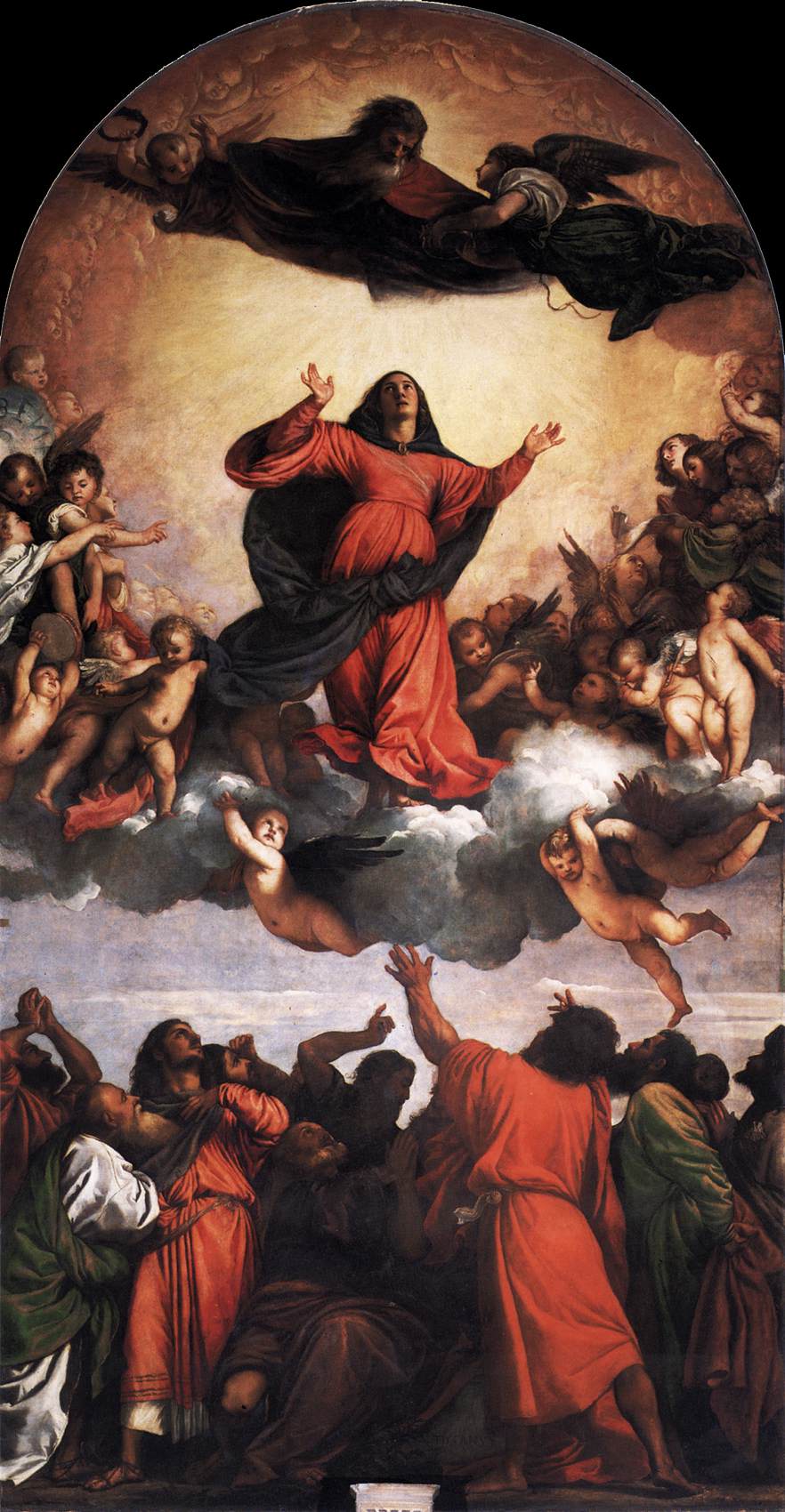 Pintura de la Asunción de la Virgen María realizada por Tiziano.