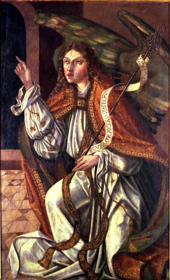 Pintura sobre tabla de San Gabriel Arcángel en la Anunciación, atribuida al Mestre do Sardoal.