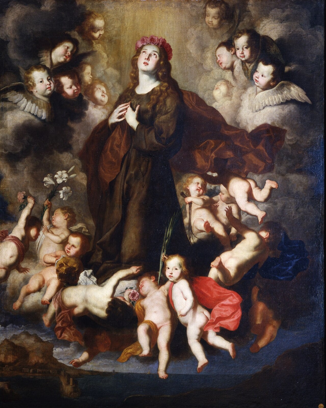 Pintura que representa a Santa Rosalía de Palermo en la gloria.