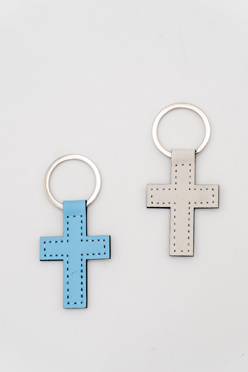 Llavero de Cruz de Cuero Sintético Personalizado