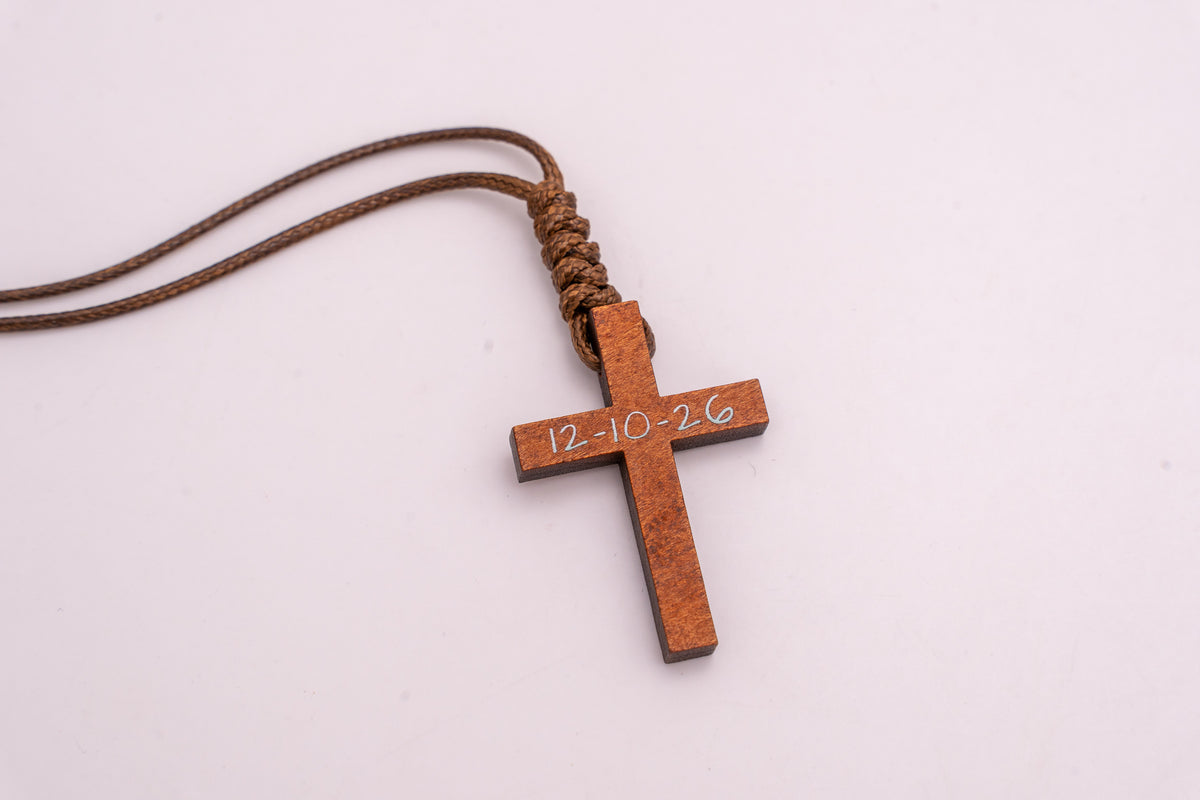 Wooden Cross Pendant with Cord Included