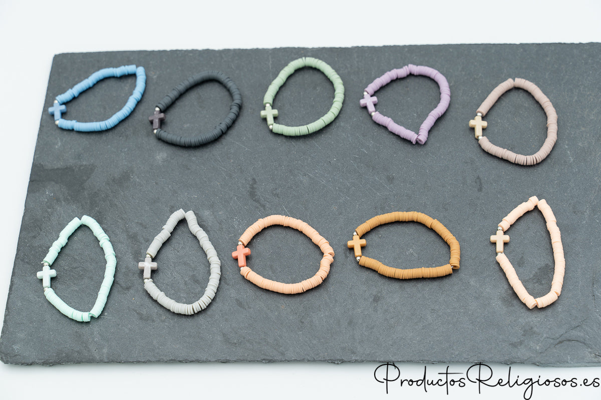 Pulseras de Cuentas en Arcilla Polimérica (Gama Pastel)