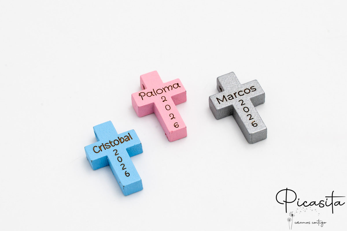 Abalorios de Madera en Colores Grabados con Texto para Comunidades