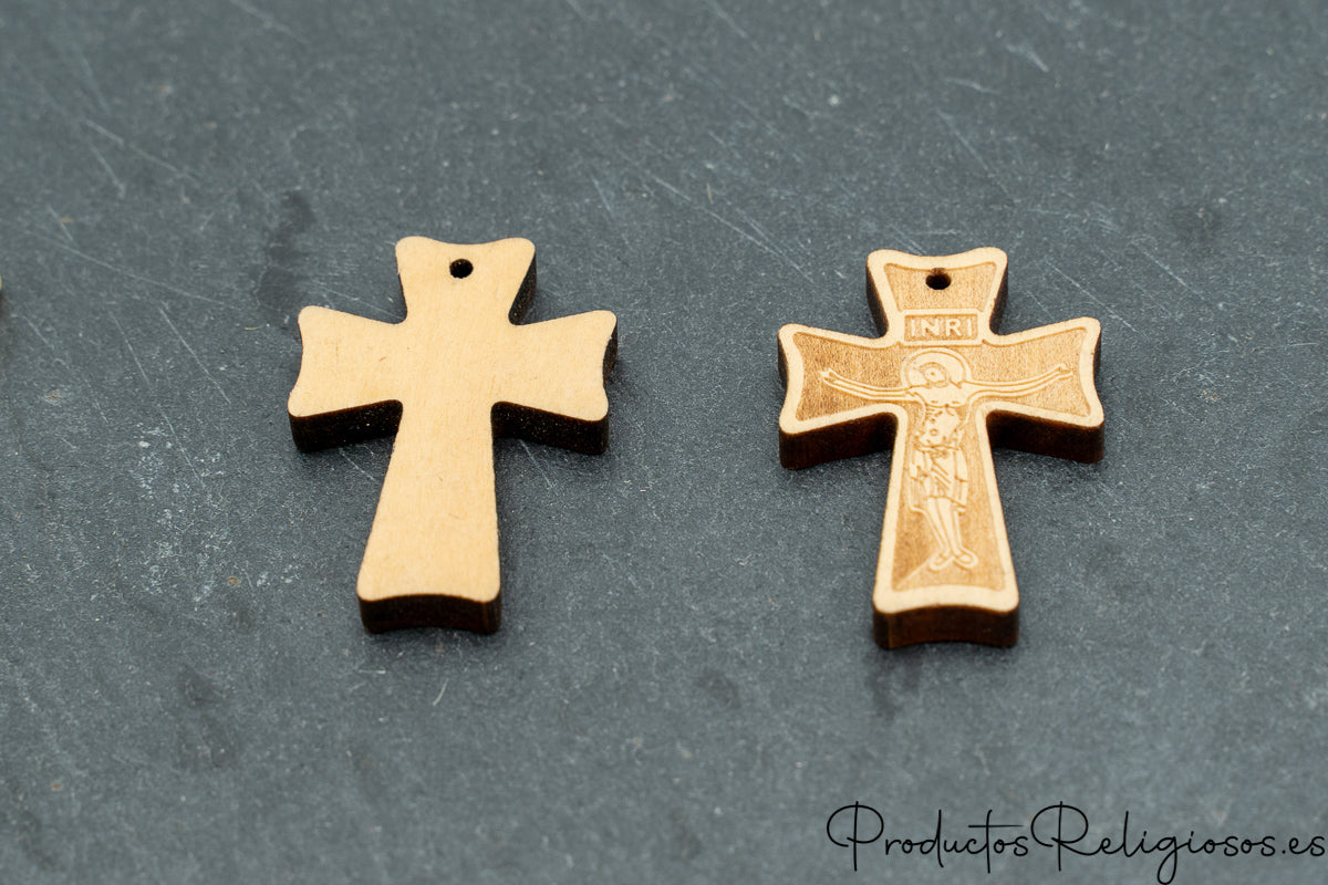 Colgante Cruz de Madera con Grabado Comunitario (Texto o Imagen)