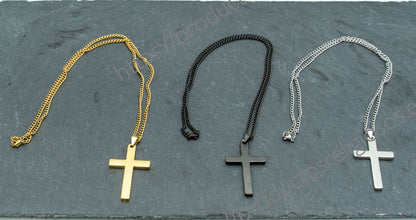 Collar Cruz Grabado y Personalizado (plano ambas caras)