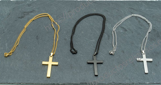 Collar Cruz Grabado y Personalizado (plano ambas caras)