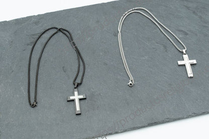 Collar Cruz Grabado y Personalizado (plano ambas caras)