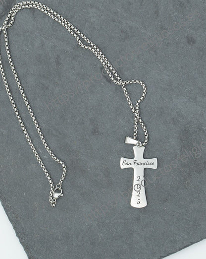 Collar Cruz Grabado y Personalizado (plano ambas caras)