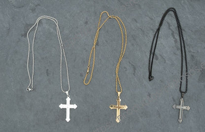 Collar Cruz Grabado y Personalizado (plano ambas caras)