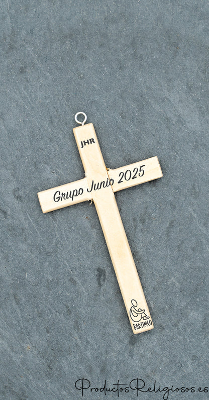 Cruz de Pared de Madera Grande Grabable