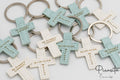 Llavero de Cruz de Cuero Sintético Personalizado Azul