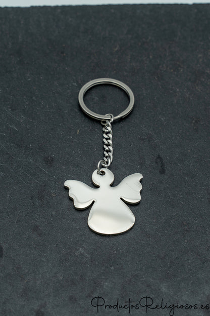 Llavero Ángel de Acero Inoxidable Grabable
