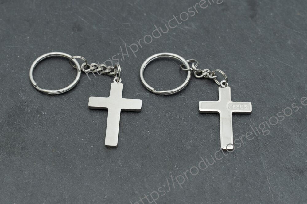 Llavero Cruz Grabado 40mm x 26mm Frosted