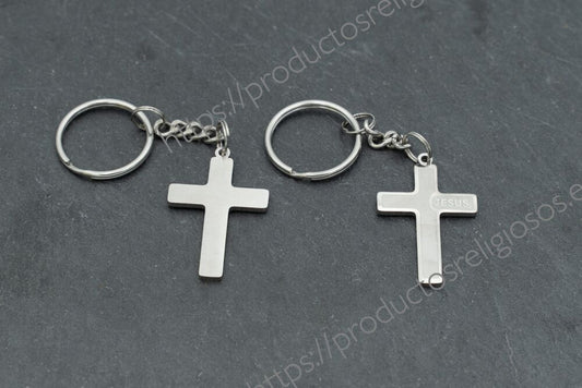 Llavero Cruz Grabado 40mm x 26mm Frosted