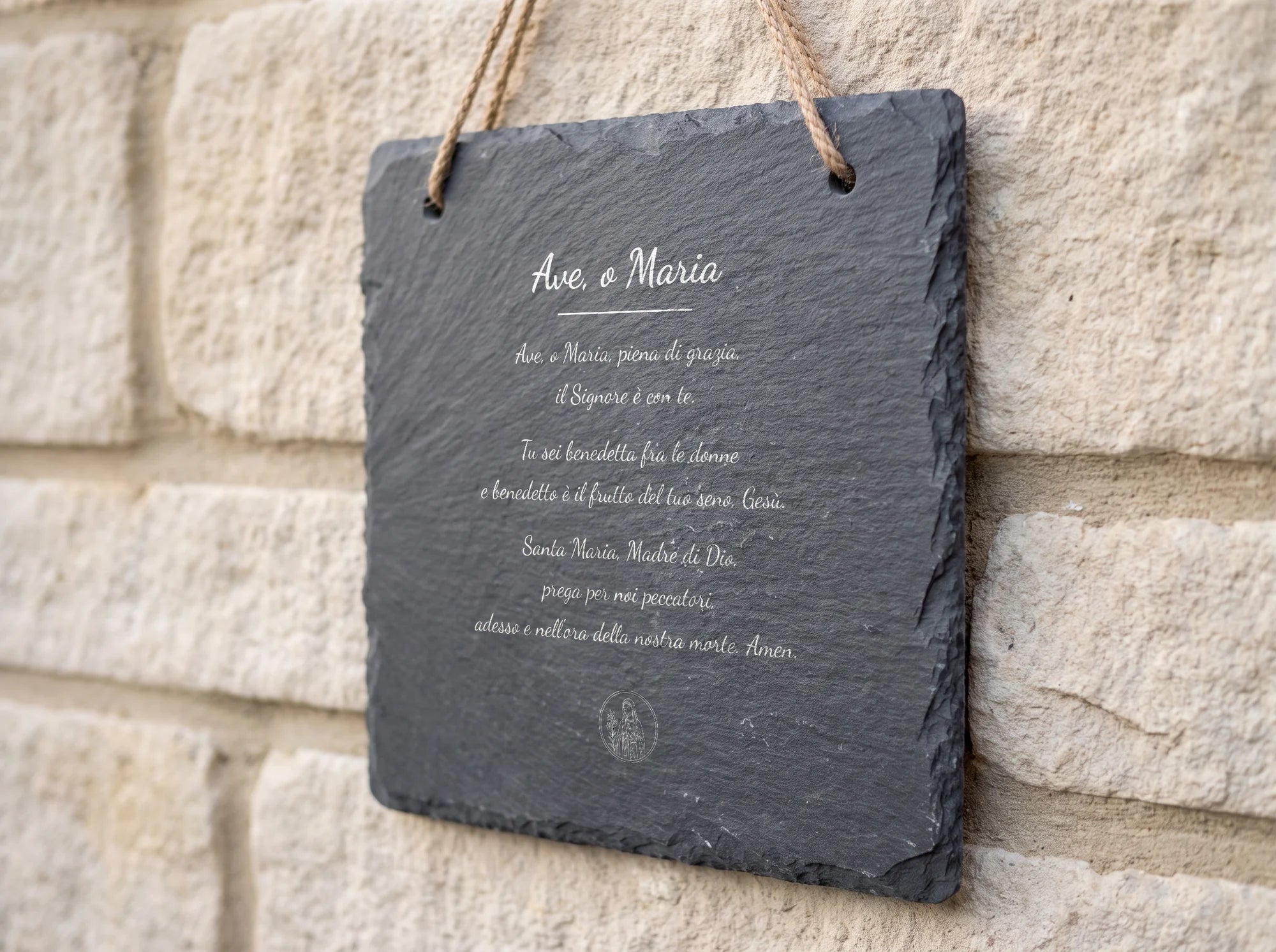Plato de Pizarra · Ave María Placa de Pared Italiano