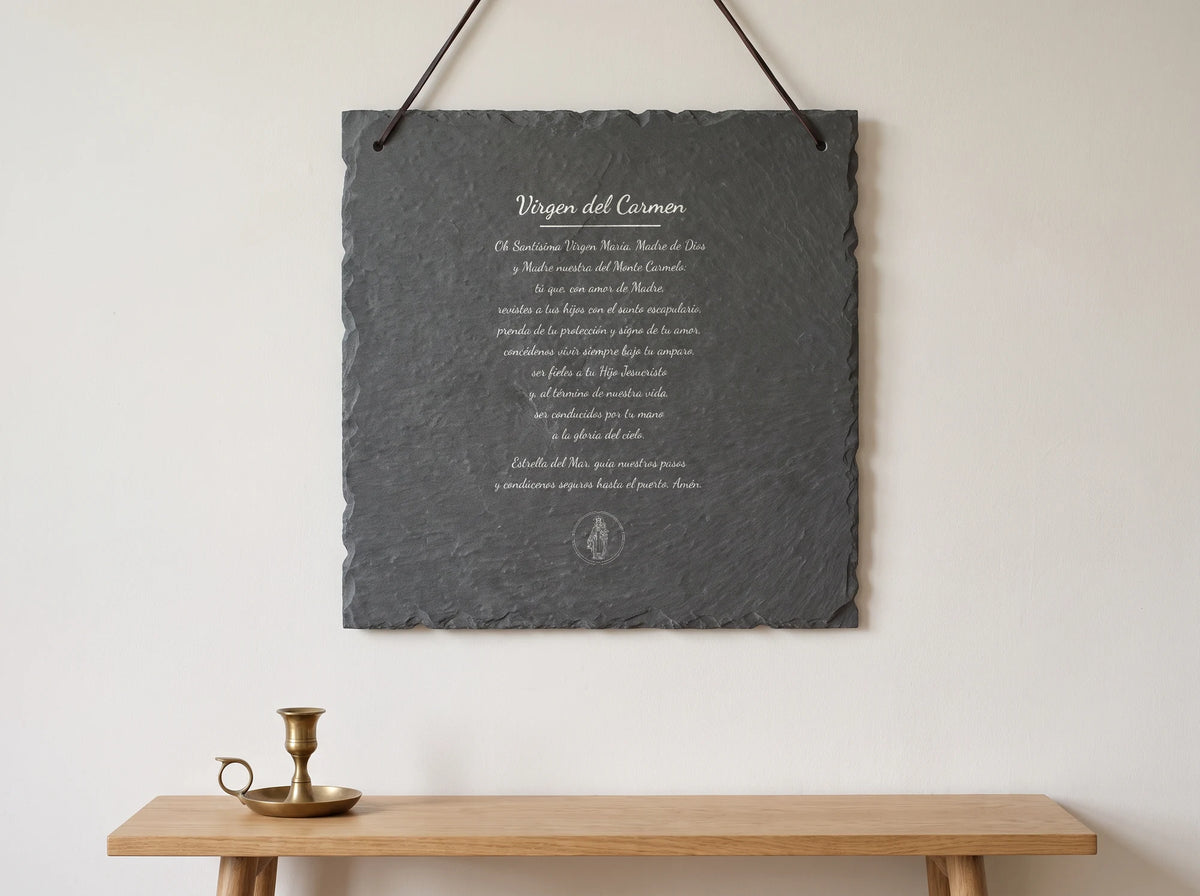 Plato de Pizarra · Virgen del Carmen Placa de Pared Español