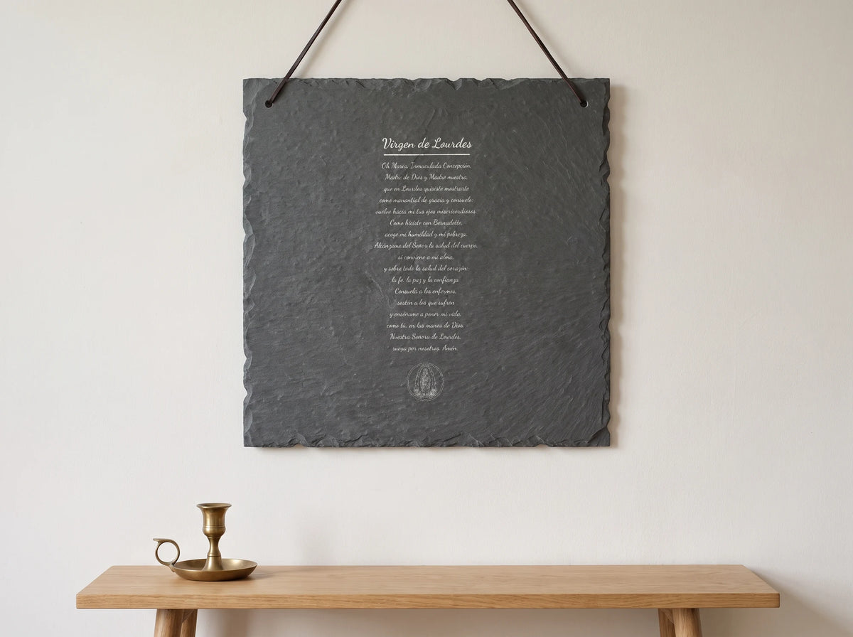 Plato de Pizarra · Virgen de Lourdes Placa de Pared Español
