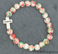 Pulsera de Cuentas de Piedra de Colores Vivos y Cruz Tono Hueso Multicolor