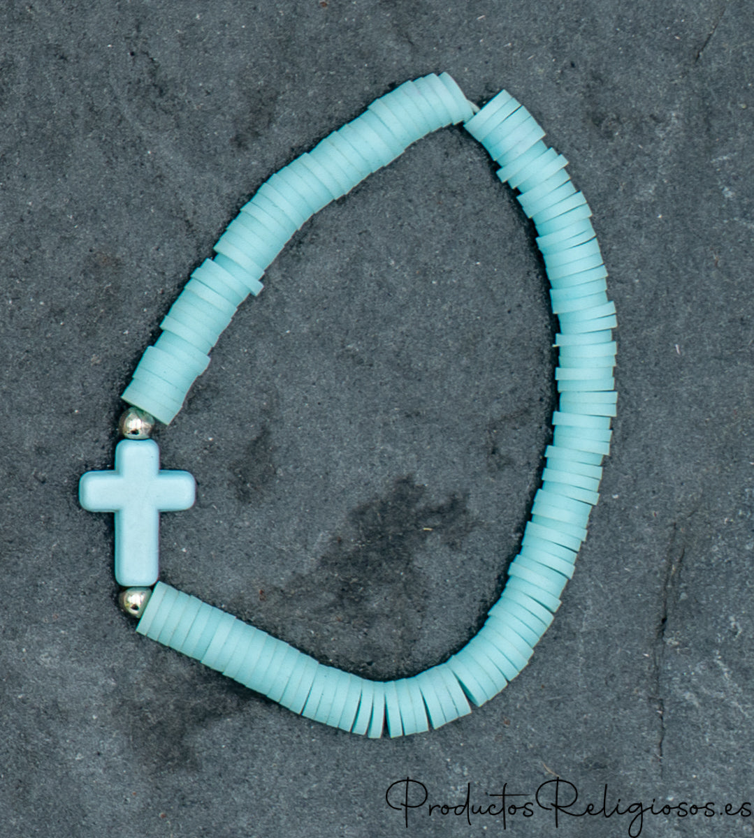 Pulsera de Cuentas en Arcilla Polimérica Tonos Flúor (Gama Vibrante) Aguamarina