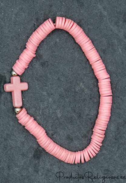 Pulsera de Cuentas en Arcilla Polimérica Tonos Flúor (Gama Vibrante) Coral