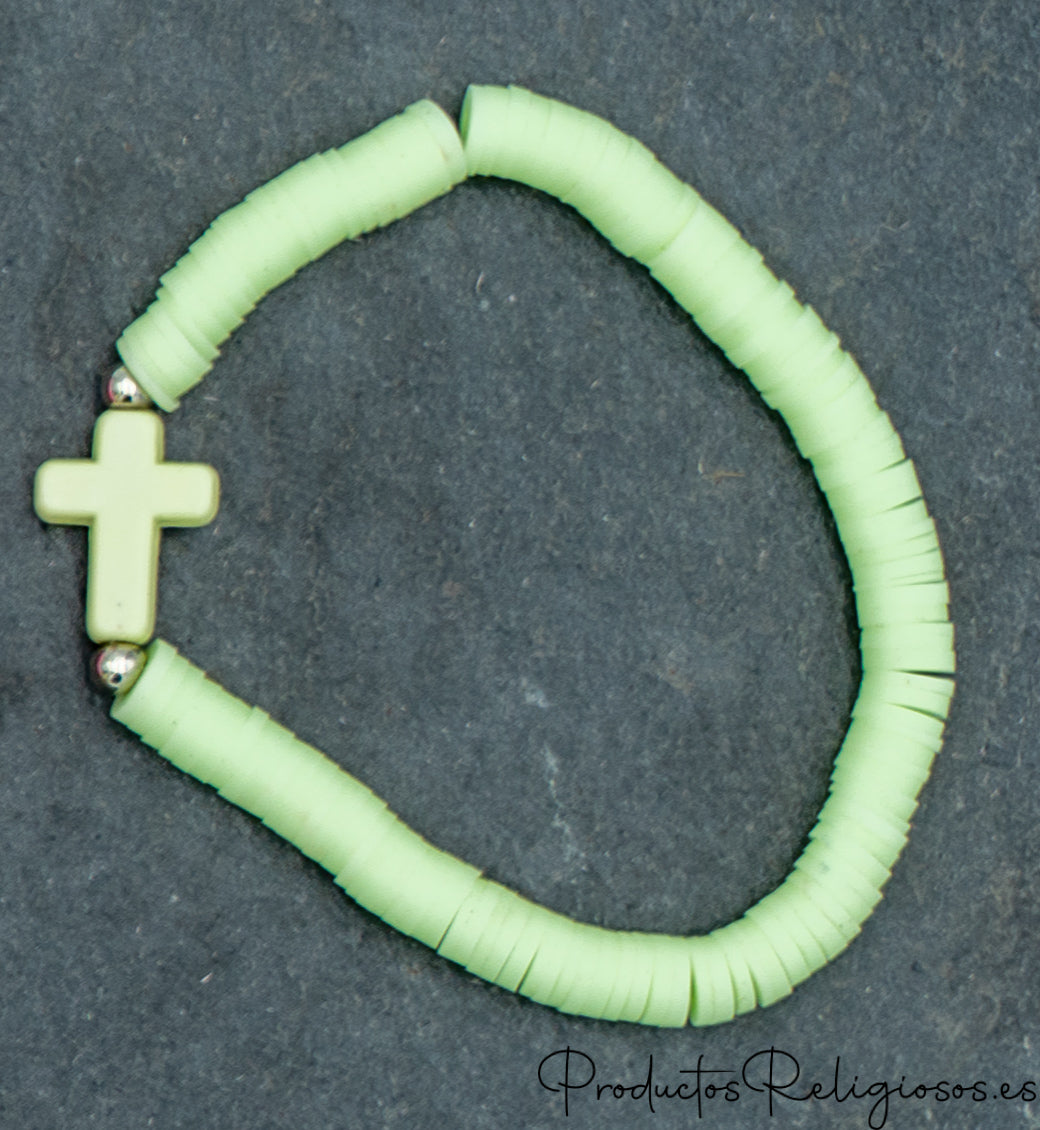 Pulsera de Cuentas en Arcilla Polimérica Tonos Flúor (Gama Vibrante) Verde