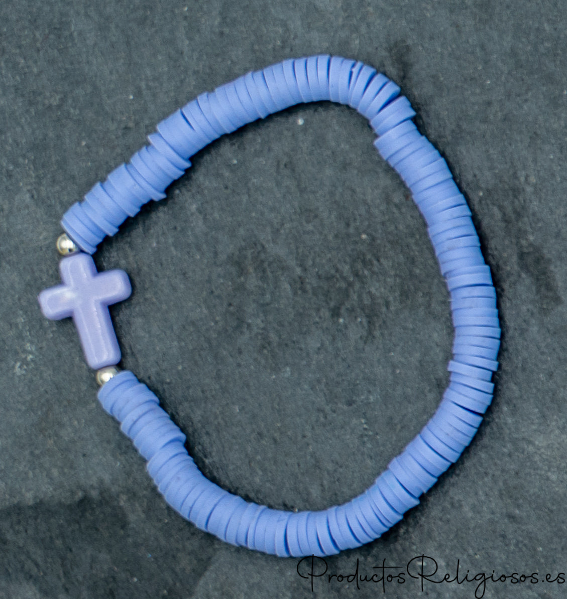 Pulsera de Cuentas en Arcilla Polimérica Tonos Flúor (Gama Vibrante) Violeta
