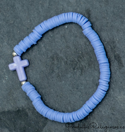 Pulsera de Cuentas en Arcilla Polimérica Tonos Flúor (Gama Vibrante) Violeta