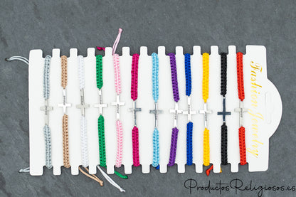 Pulseras Coloridas con Cruz Grabable