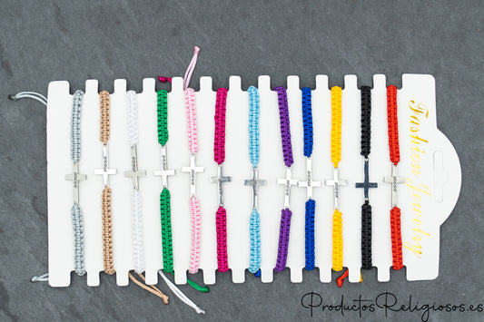Pulseras Coloridas con Cruz Grabable