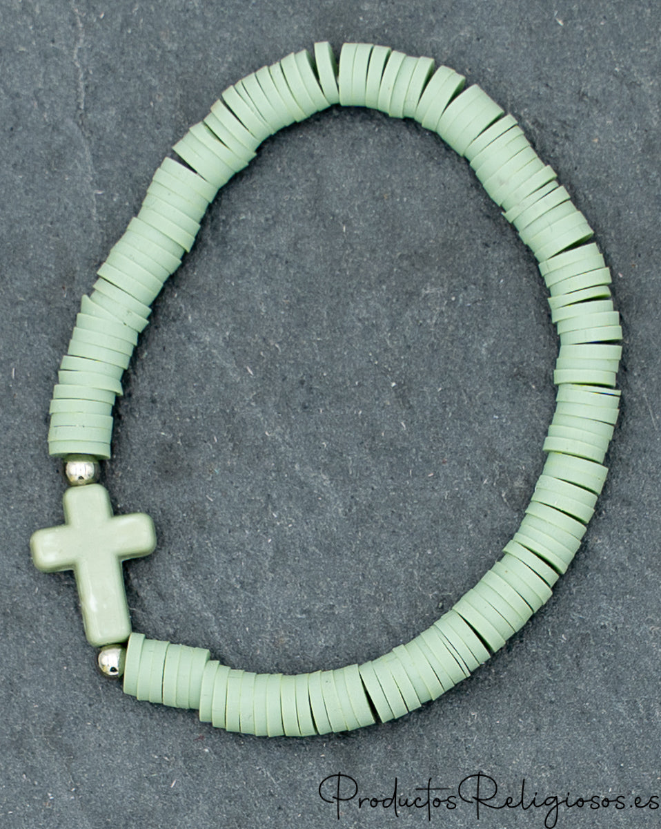 Pulseras de Cuentas en Arcilla Polimérica (Gama Pastel) Menta