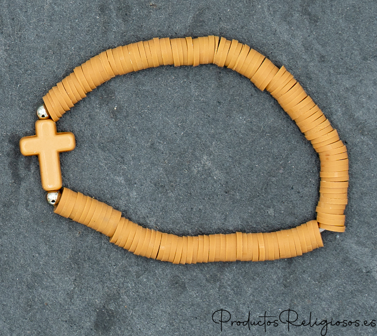 Pulseras de Cuentas en Arcilla Polimérica (Gama Pastel) Mostaza