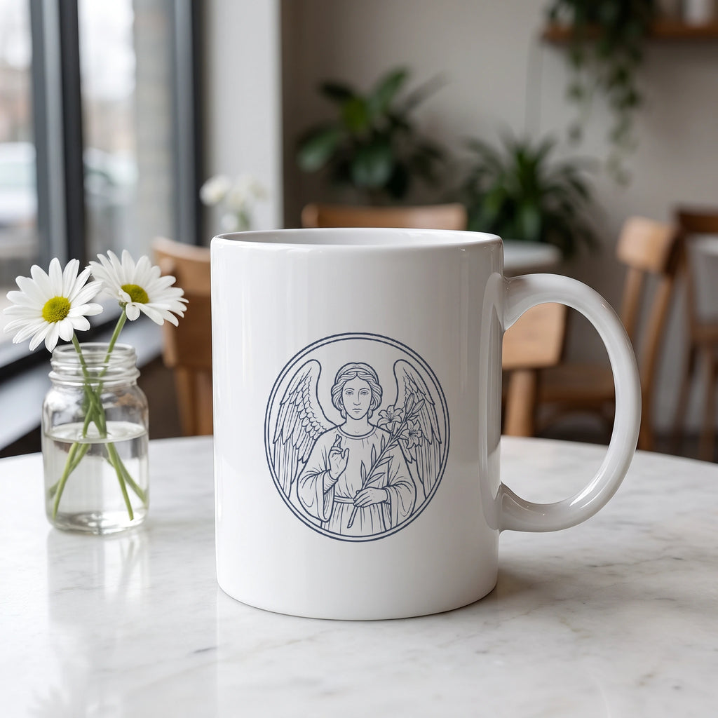 Simbolo della preghiera «San Gabriel Arcángel» sul lato opposto della tazza