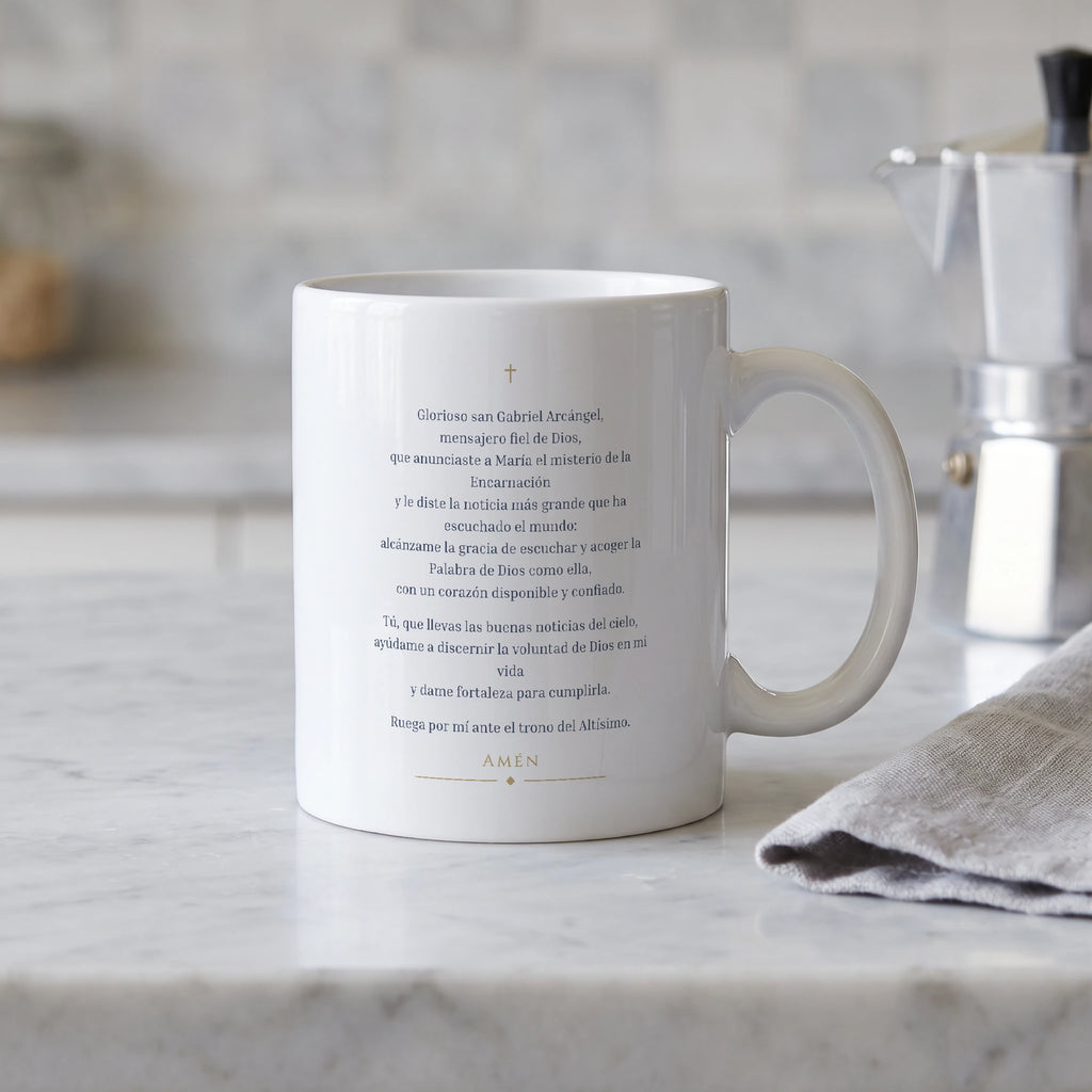 Tazza in ceramica con la preghiera San Gabriel Arcángel