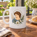 Tazza di San Gabriele, disegno 1 a colori. Illustrazione in una scena di prodotto.